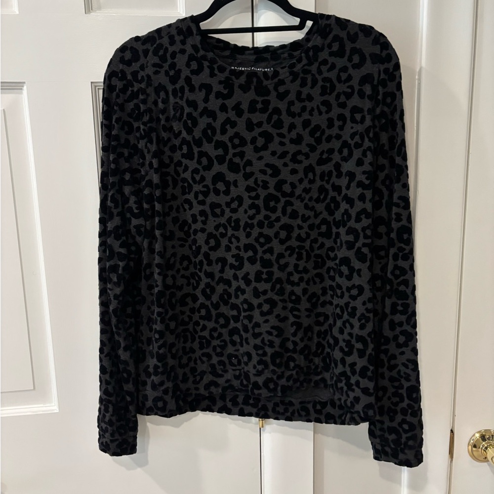 Gray/Black Velvet Cheetah Print Top - LUXURY!